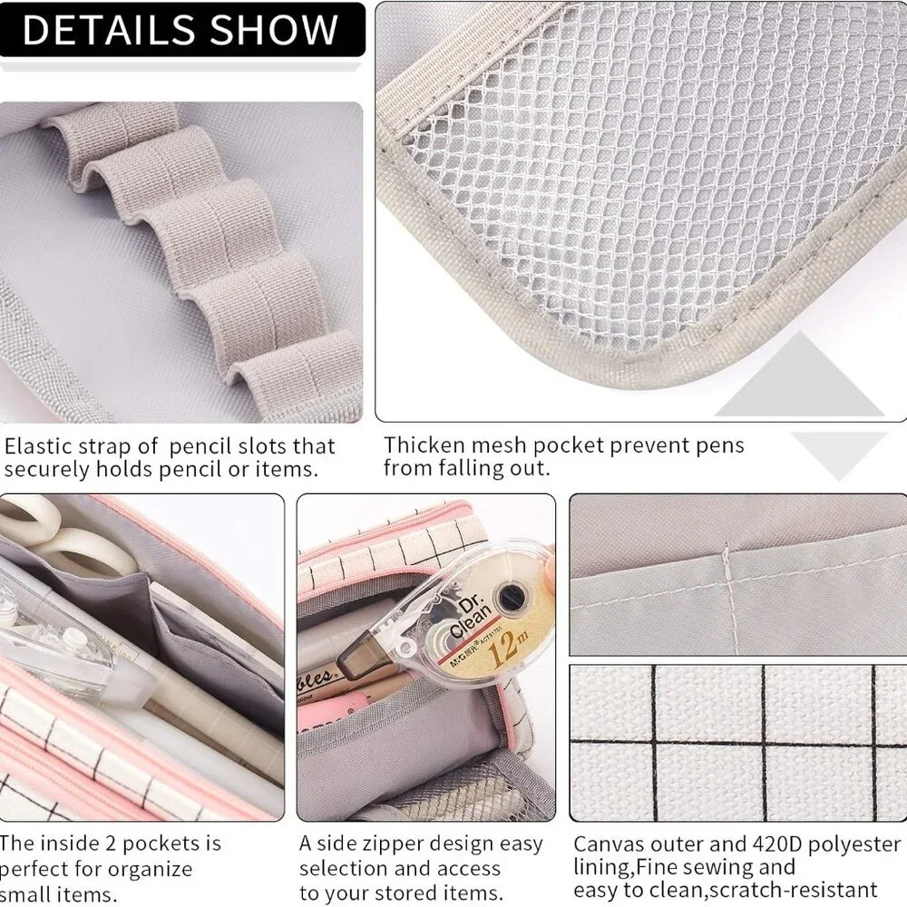 Big Capacity Pencil Case Pouch Pen Case Simple Stationery Bag School College Off - Picture 7 of 8